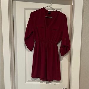 Rue21 Deep Red V-Neck Dress